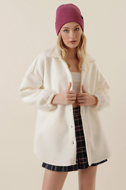 0675 Wool Blend Boucle Jacket - White