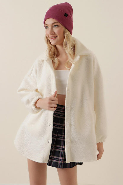 0675 Wool Blend Boucle Jacket - White