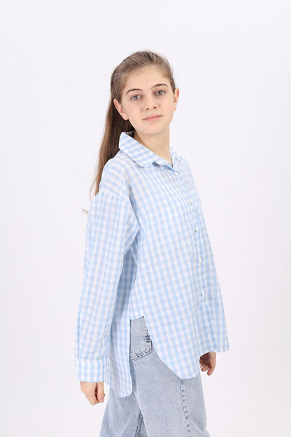 Girl's Plaid Shirt 9-14 Years Lx182-2