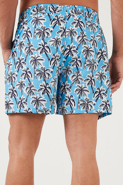 Patterned Swim Shorts with Waist Tie and Pockets Swimsuit Short 3800579