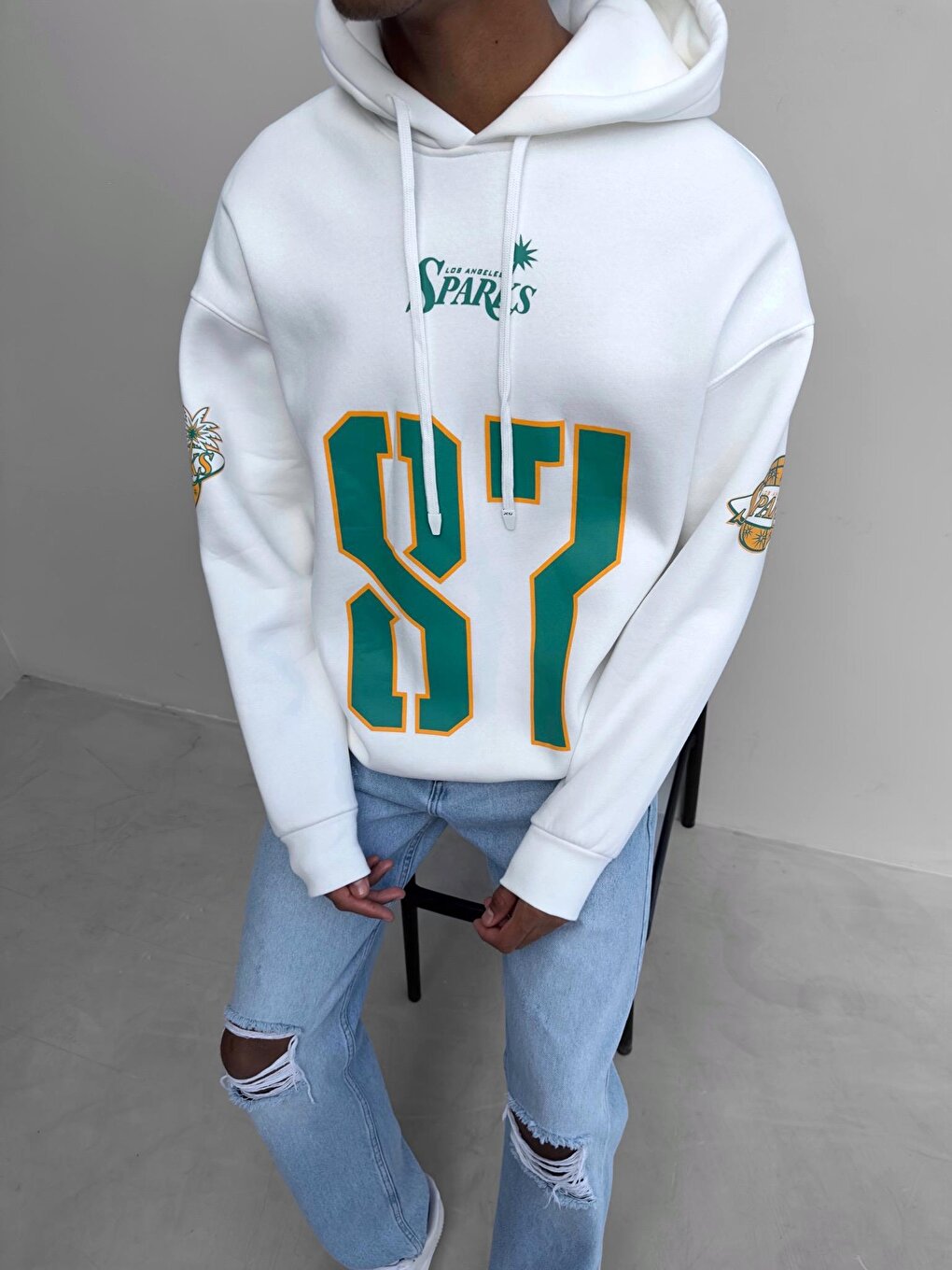 Oversize Los Angeles Printed Sweatshirt White