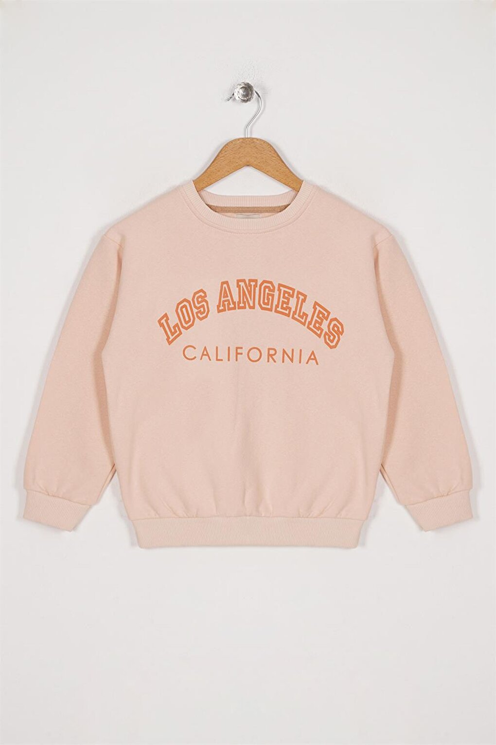 Girl's Beige Colored Los Angeles California Printed Rose Gold Sweatshirt