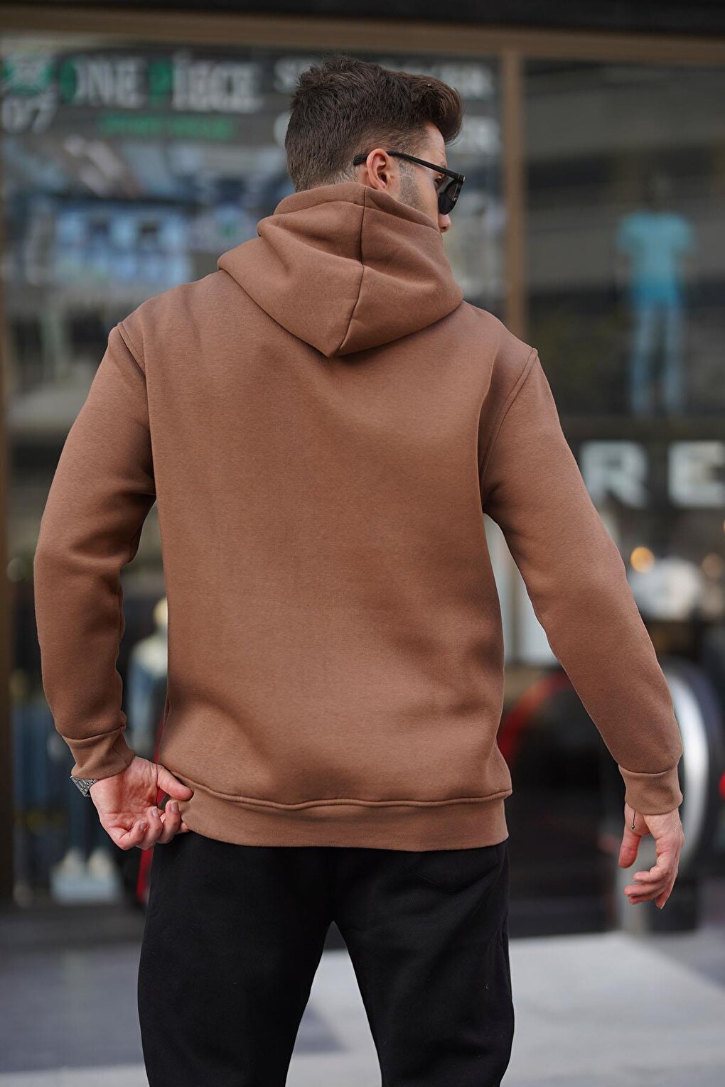 Brown Hooded Button Detailed Sweatshirt 6150