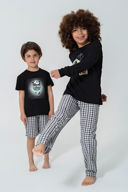 4-Piece Football Goal Time Pattern Pajama Set