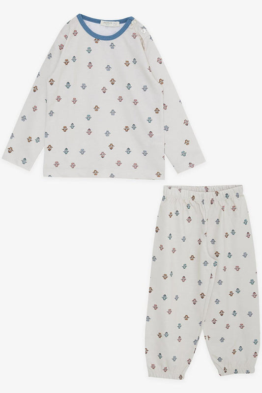 Boy's Pajama Set Colorful Cute Owl Patterned Beige (Age 1-4)