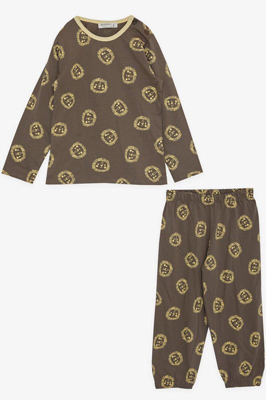 Boy's Pajama Set Cute Lion Patterned Mink (Age 1-4)