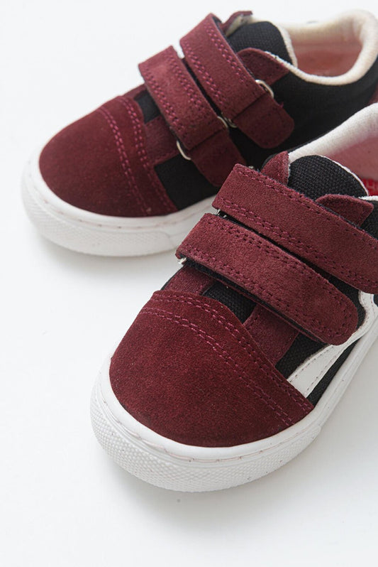 Boys' Burgundy Leather healthy Supported Sneaker Shoes