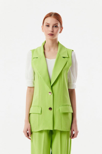 Double Breasted Collar Double Pocket Classic Vest