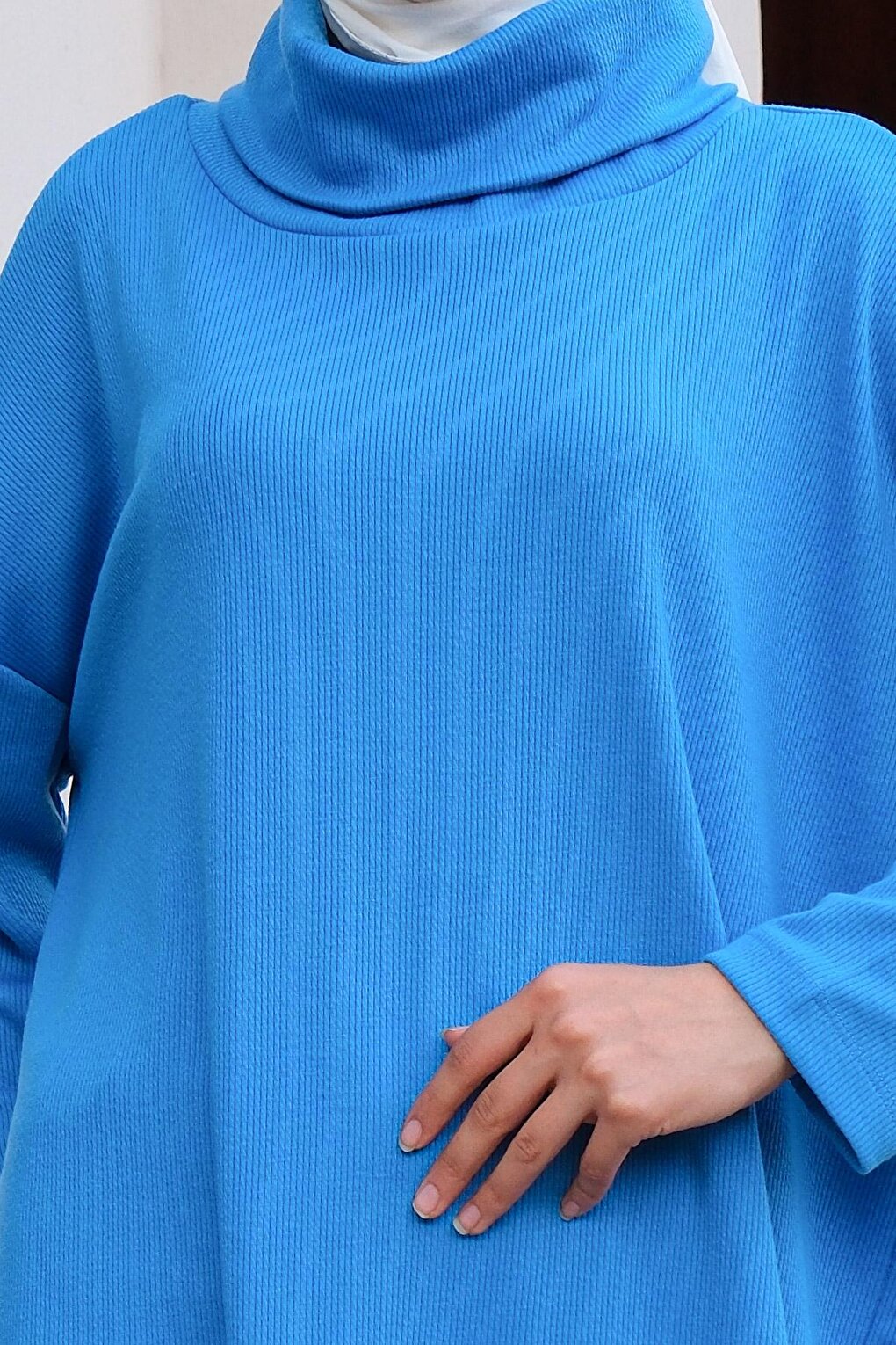 Women's Turtleneck Straight Cut Tunic Blue