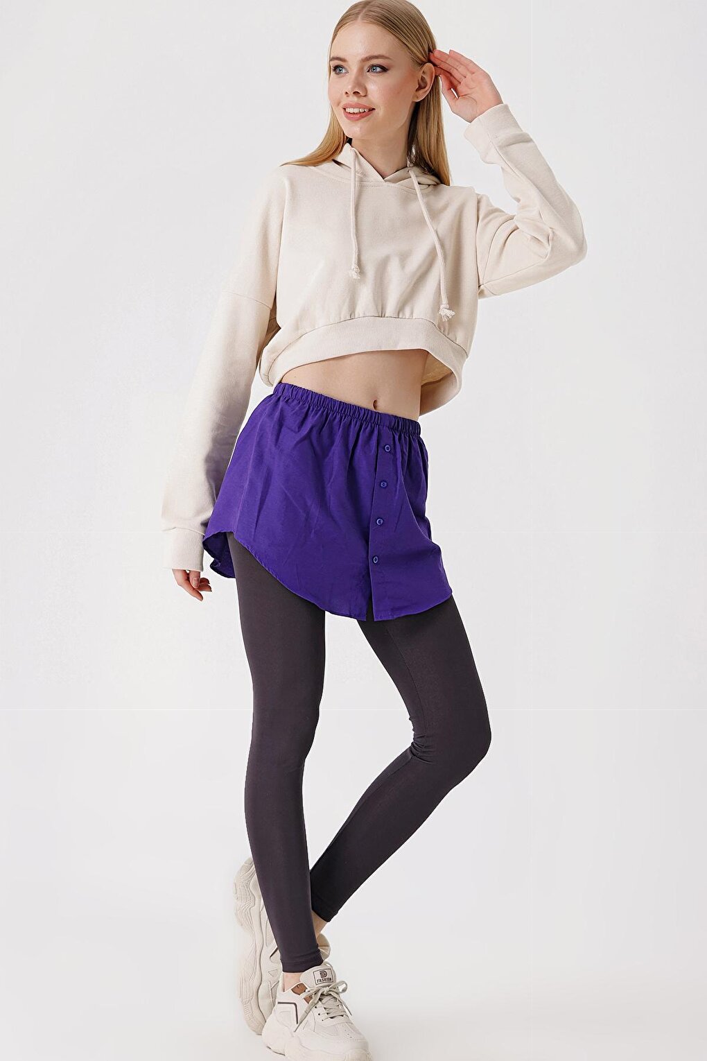 1888 Sweatshirt And Shirt Under Sweater Skirt - Purple