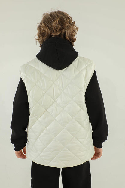 Diamond Patterned Double Pocket Boy's Vest