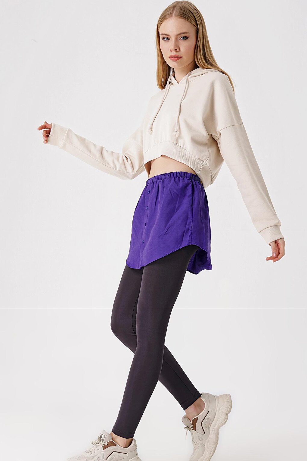 1888 Sweatshirt And Shirt Under Sweater Skirt - Purple