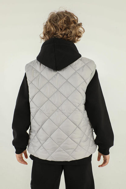 Diamond Patterned Double Pocket Boy's Vest