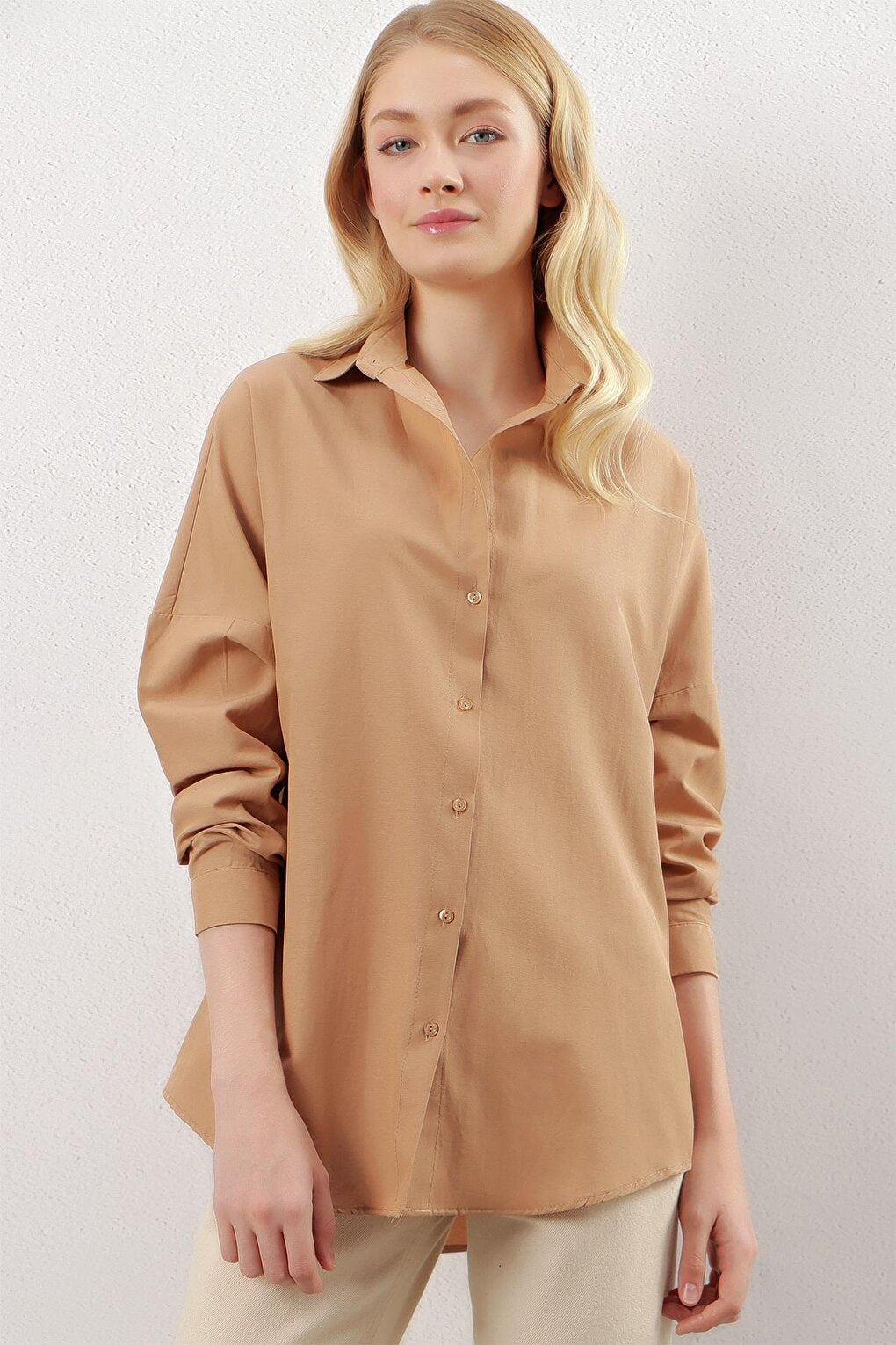 Mink Plain Plain Araboy Basic Oversize Shirt