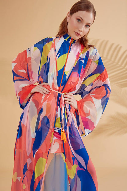 Patterned Colorful Kimono Kaftan P2330