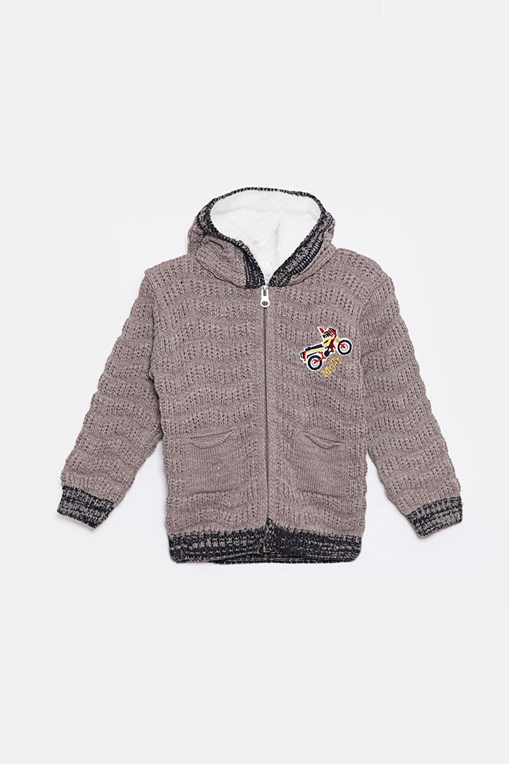 Fur Detailed Knitwear Baby Boy Cardigan