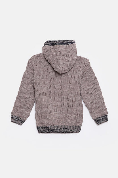 Fur Detailed Knitwear Baby Boy Cardigan