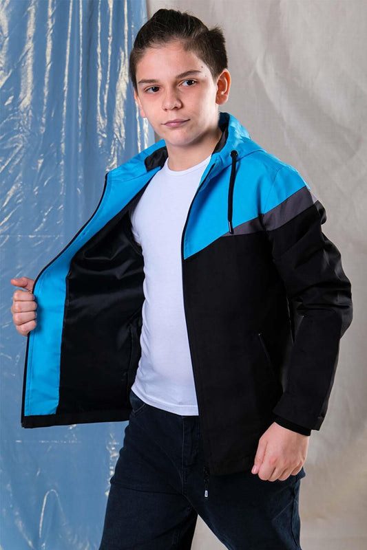 Boy's Water Repellent Hooded Seasonal Raincoat Coat