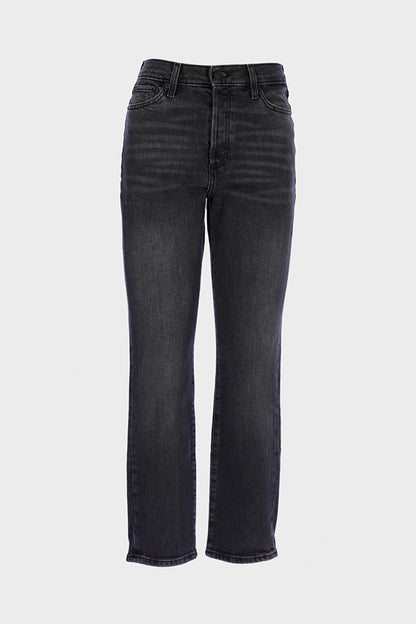 Anthracite High Waist Zippered Slim Straight Jean Trousers C 4556-010