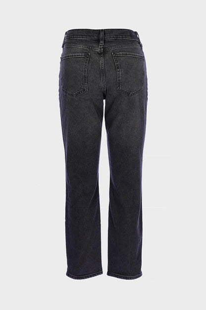 Anthracite High Waist Zippered Slim Straight Jean Trousers C 4556-010