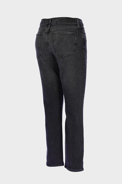 Anthracite High Waist Zippered Slim Straight Jean Trousers C 4556-010