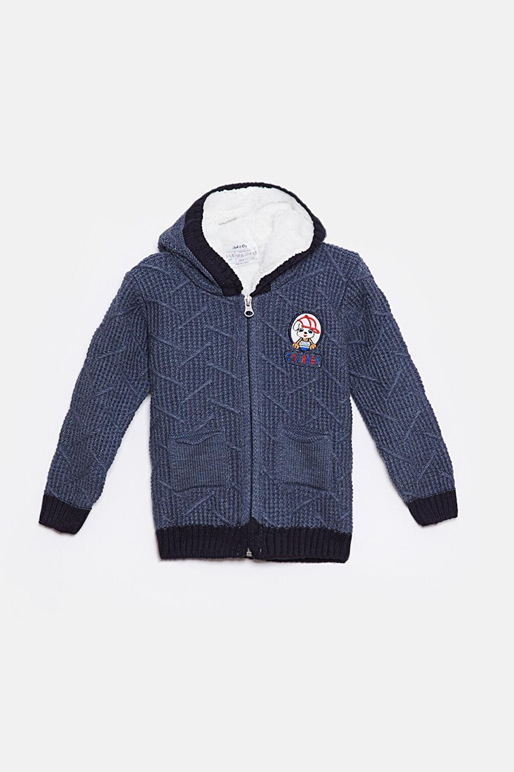 Fur Detailed Knitwear Baby Boy Cardigan