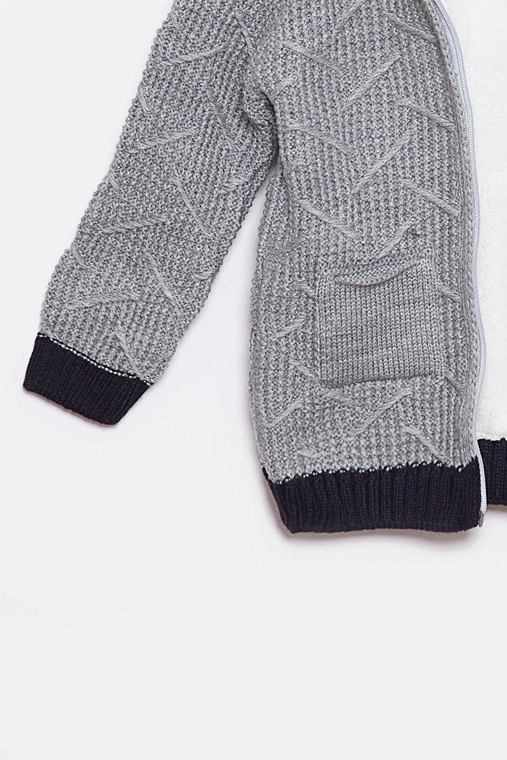 Fur Detailed Knitwear Baby Boy Cardigan