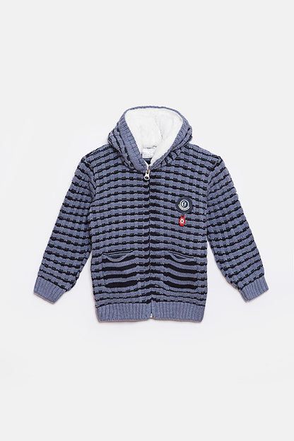 Fur Detailed Knitwear Baby Boy Cardigan