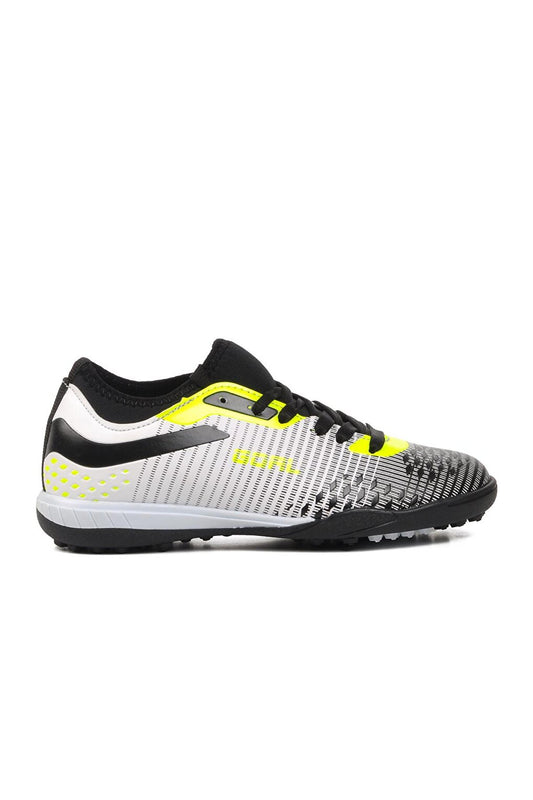 1011-F White-Black-Neon Yellow Children's Astroturf Field Shoes