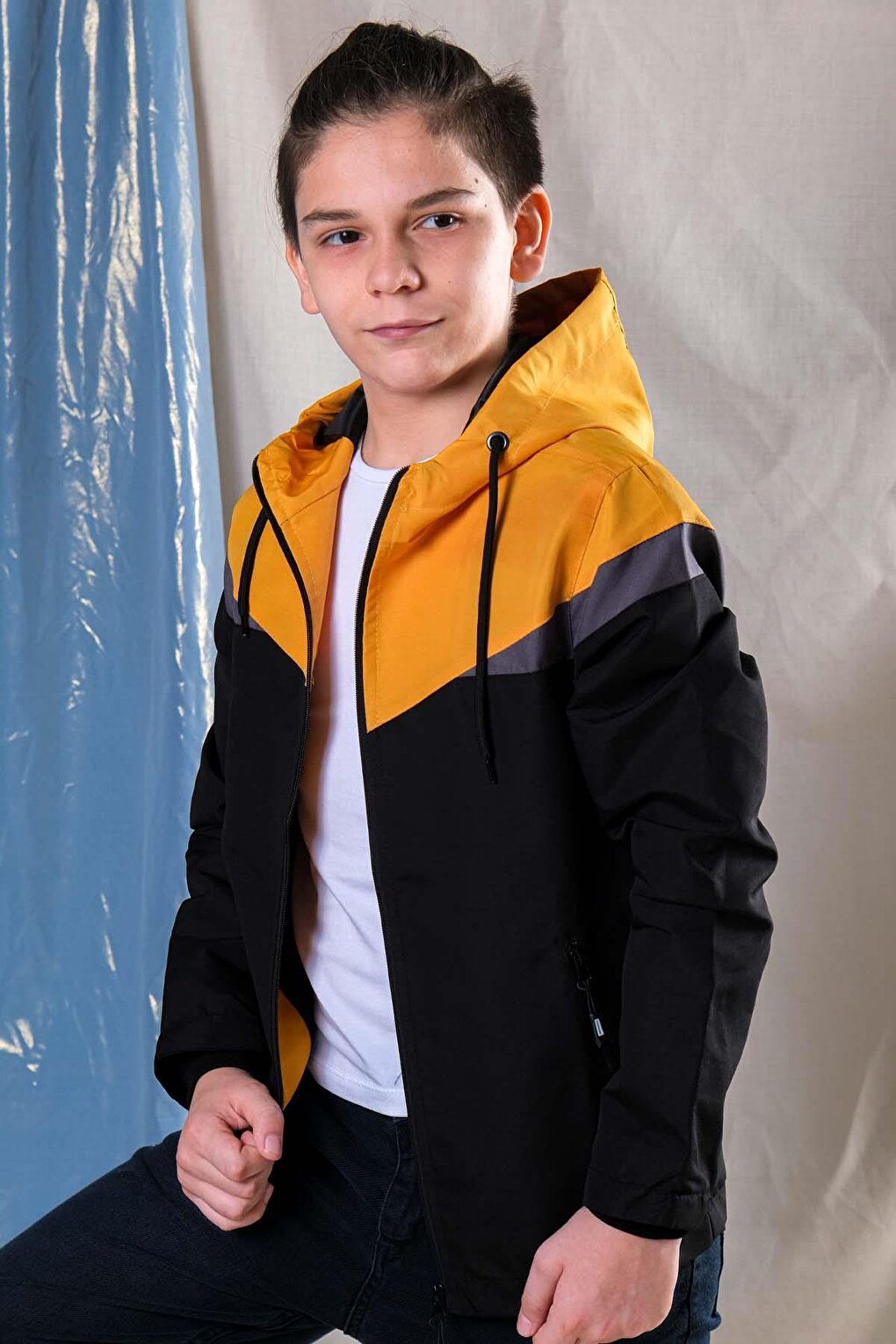 Boy's Water Repellent Hooded Seasonal Raincoat Coat