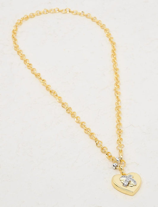 Stylish Chain Necklace with Gold Heart Figure