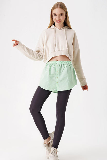 1888 Sweatshirt and Shirt Skirt Under Sweater - E.Green