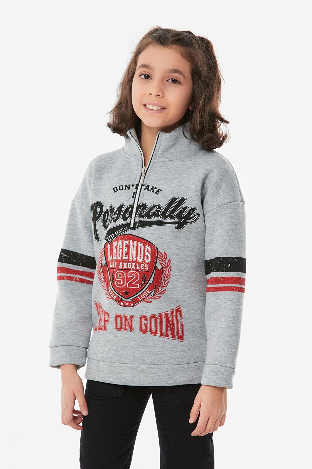 Printed High Collar Unisex Children's Zipper Sweatshirt