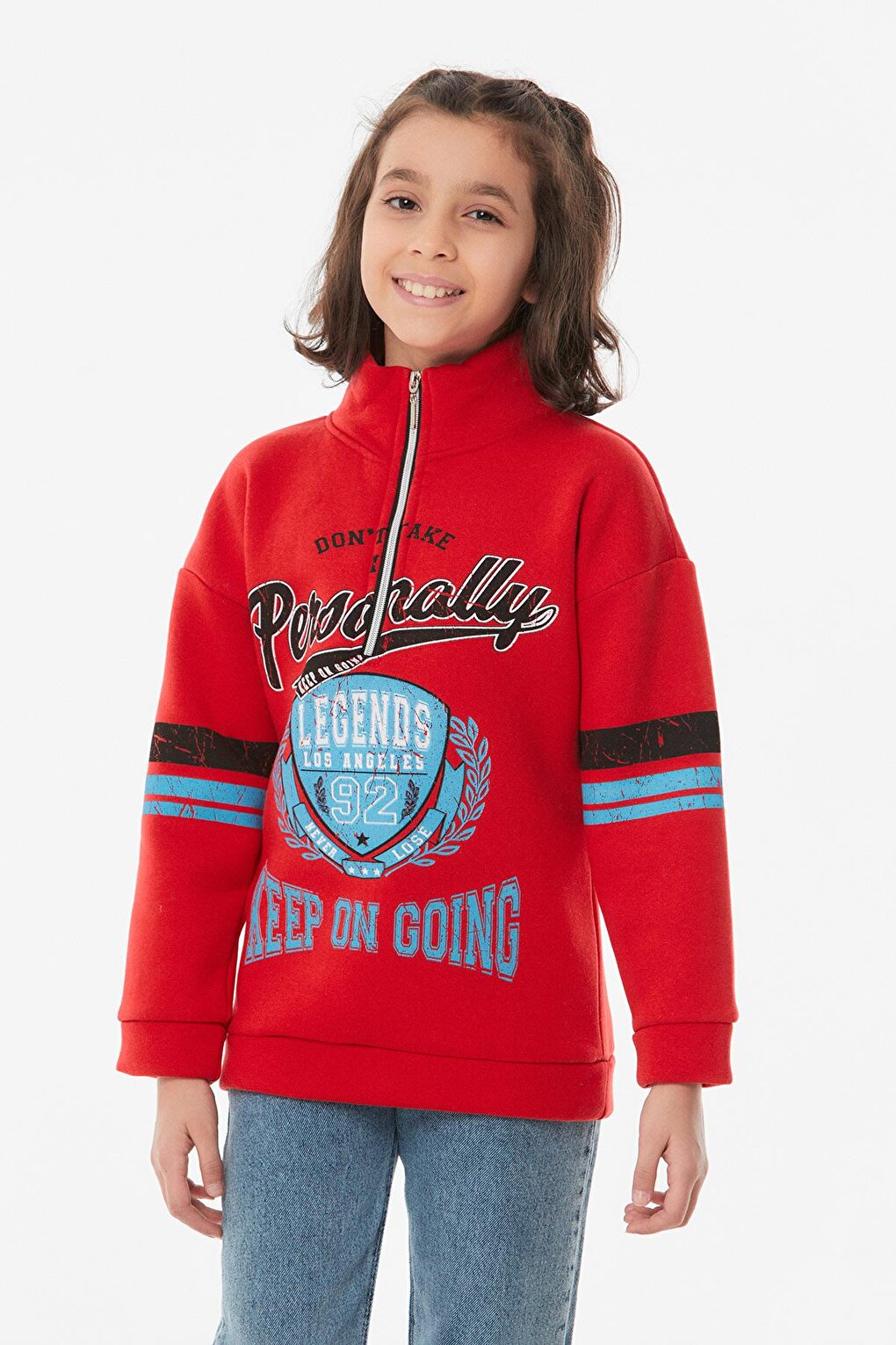 Printed High Collar Unisex Children's Zipper Sweatshirt