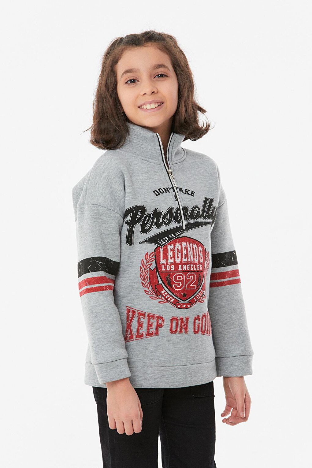 Printed High Collar Unisex Children's Zipper Sweatshirt