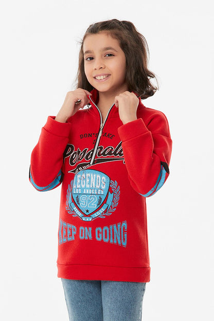 Printed High Collar Unisex Children's Zipper Sweatshirt