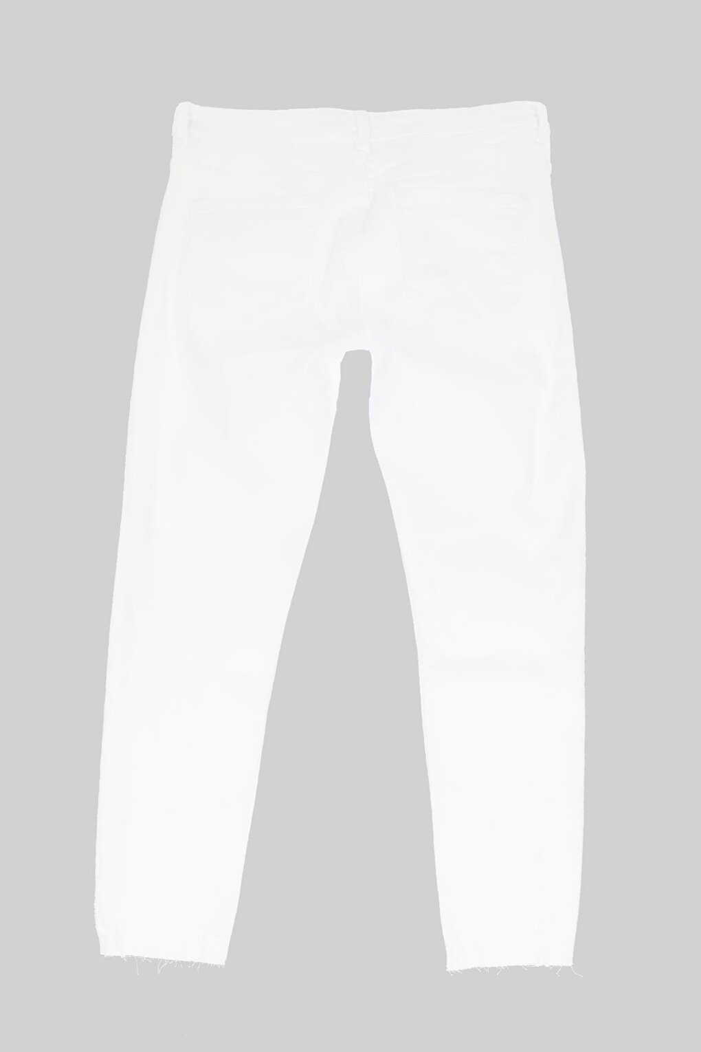 Naomi White High Waist Zippered Cropped Jean Trousers C 4526-055