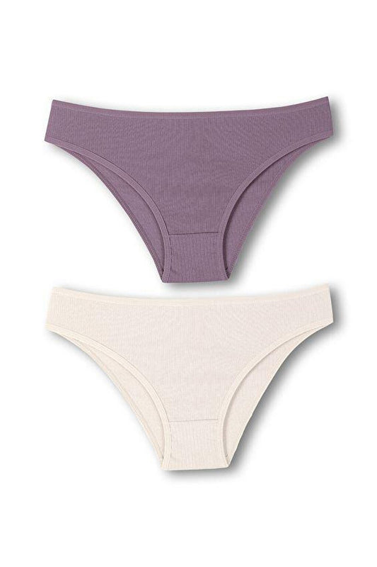 Cotton Ribbed Textured Briefs Women's Panties 2-pack