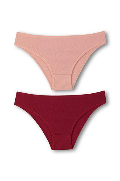 Cotton Ribbed Textured Briefs Women's Panties 2-pack