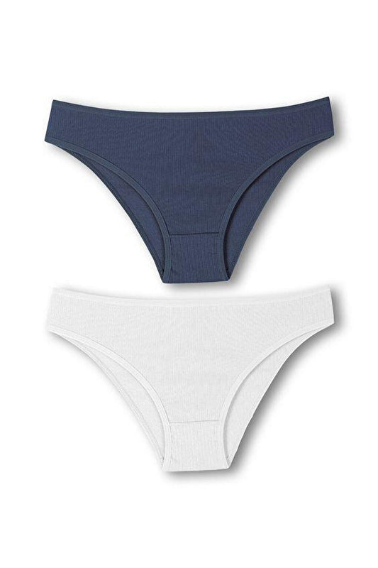 Cotton Ribbed Textured Briefs Women's Panties 2-pack