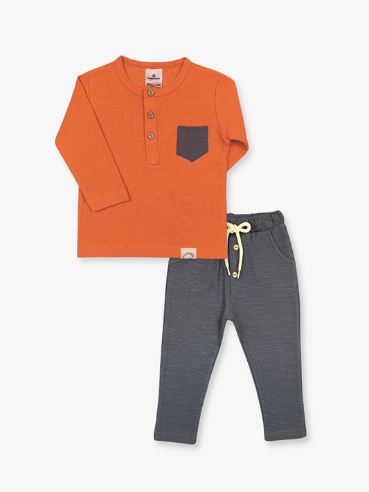 Crew Neck Long Sleeve Baby Boy 2 Piece Set