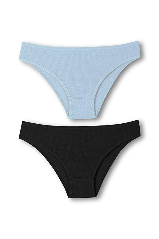 Cotton Ribbed Textured Briefs Women's Panties 2-pack