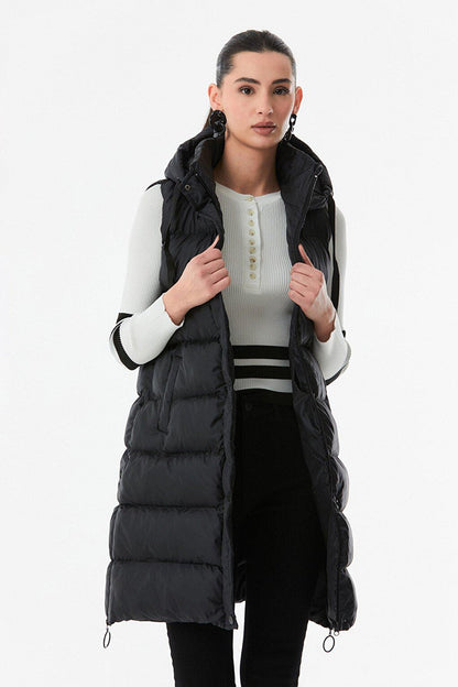 Hooded Puffer Vest with Side Zipper