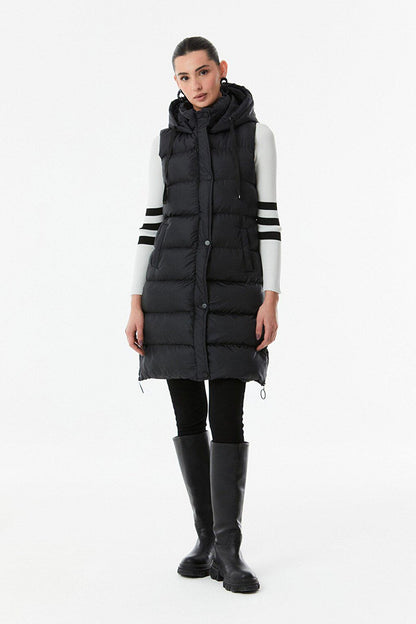 Hooded Puffer Vest with Side Zipper