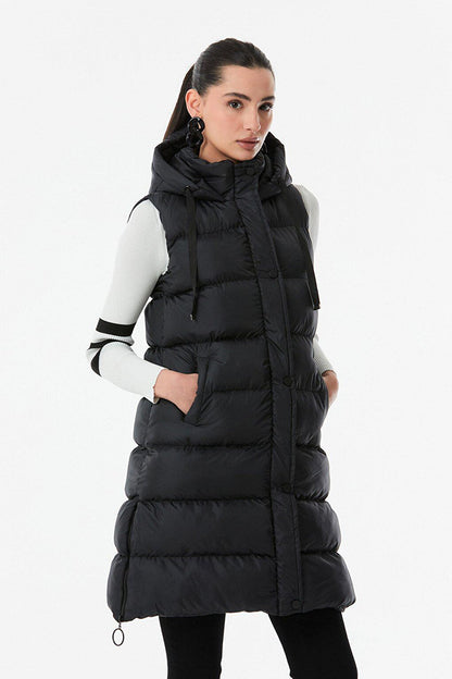 Hooded Puffer Vest with Side Zipper