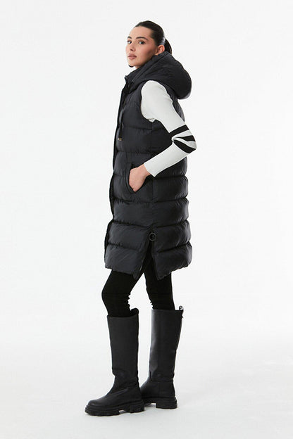 Hooded Puffer Vest with Side Zipper