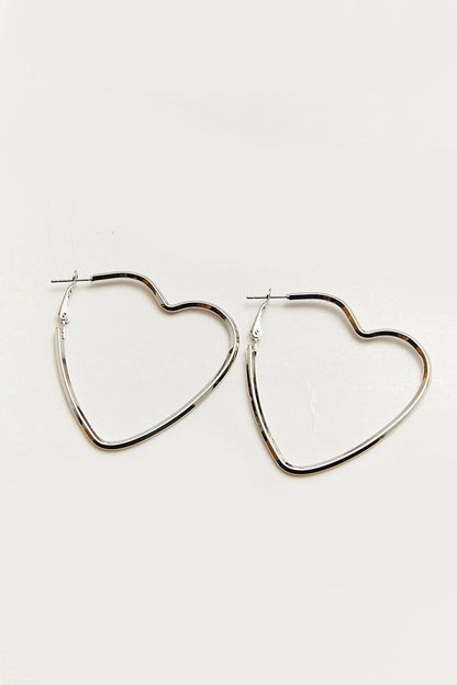 Women's Accessory Steel Heart Shaped Hoop Earrings