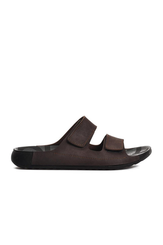 66.005 Coffee Double Banded Men's Slippers