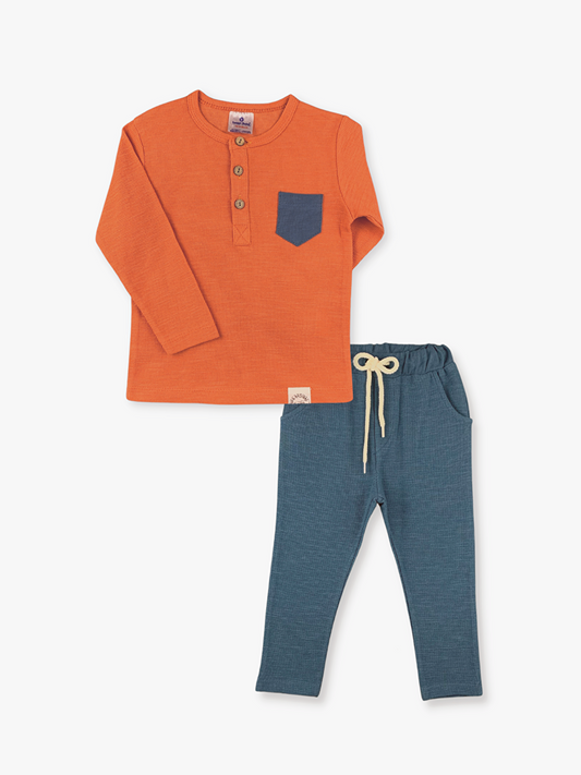 Crew Neck Long Sleeve Baby Boy 2 Piece Set