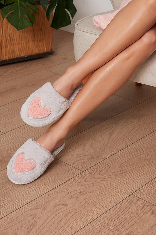 Soft Textured Fuzzy Heart Slippers 5958002